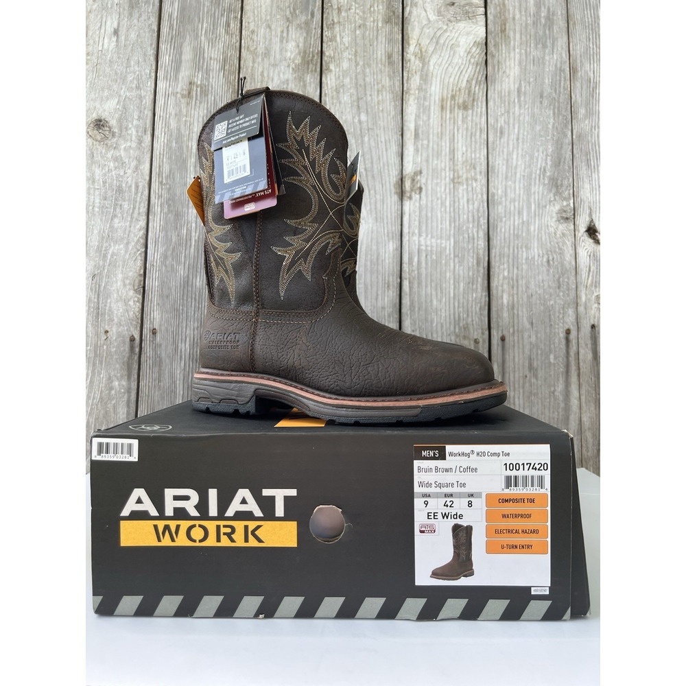 Ariat WorkHog Waterproof Composite Toe Work Boot Size 9 EE Wide NWT